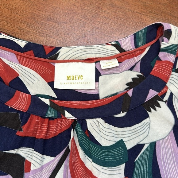 Maeve by Anthropologie Patterned Lightweight Long Sleeve Blouse Size Medium - Picture 2 of 5